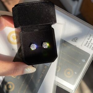 4cttw Moissanite 8mm vvs1 color D martini setting stud earrings